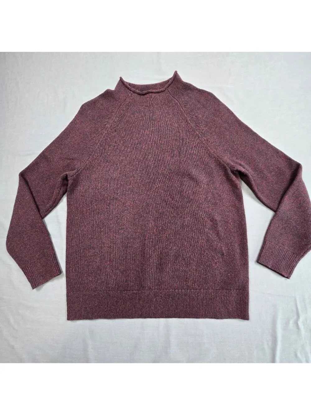 Banana Republic L Mens Sweater Recycled Wool Blend Burgundy Marled Mock Neck